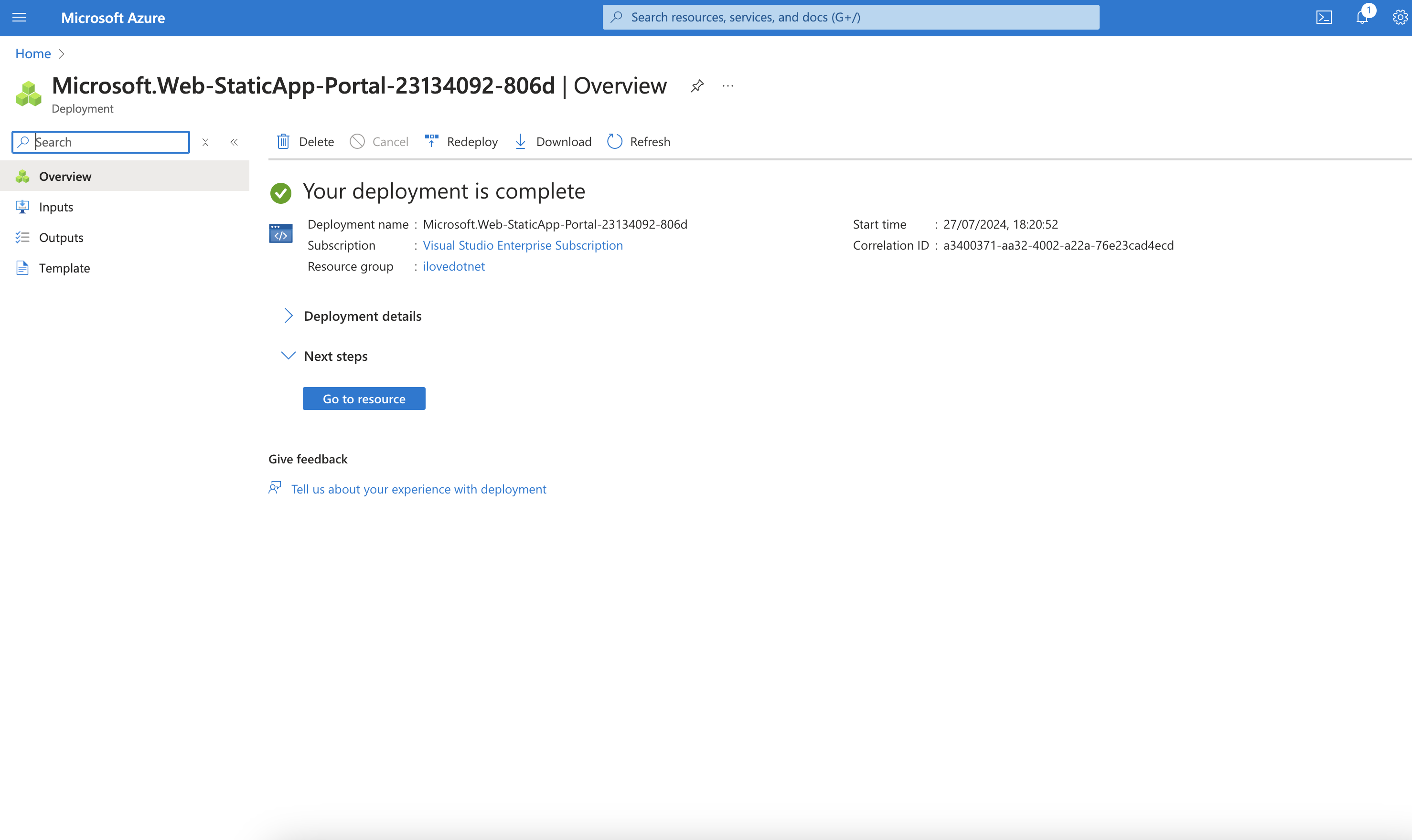 Azure Static Web Apps Deployment Complete